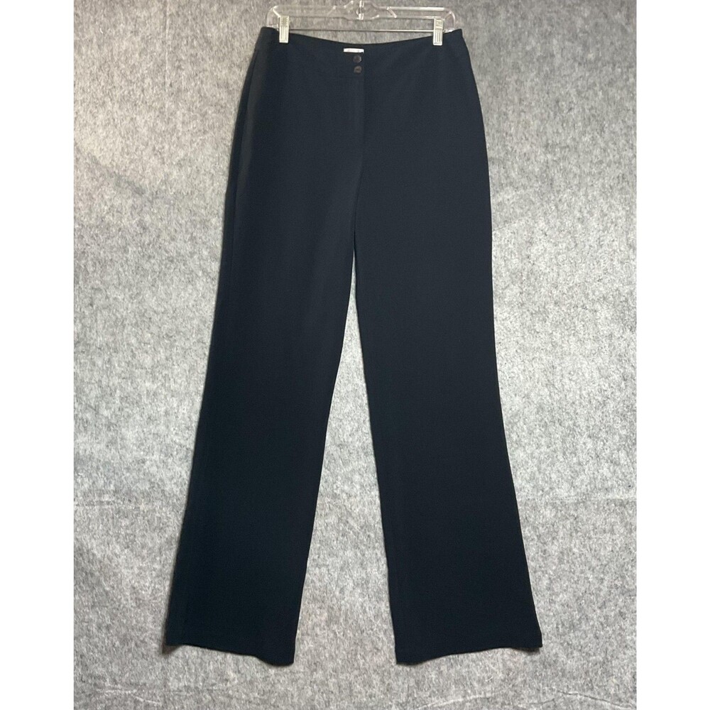 Chico's Dress Pants Womens Medium Black Stretch Twill Straight Leg Capsule 31x32